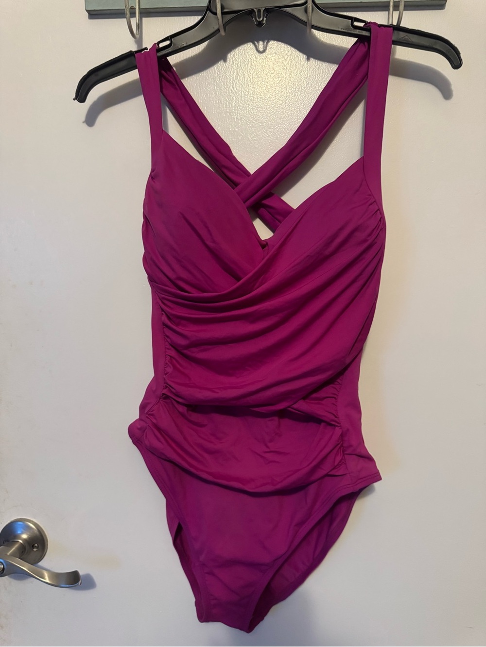 La Blanca Magenta One-Piece Swimsuit with Crossback 12